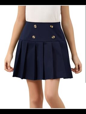 GORLYA 12Y Youth Girls School Uniform Woven High Waist Button Tennis Pleated V12